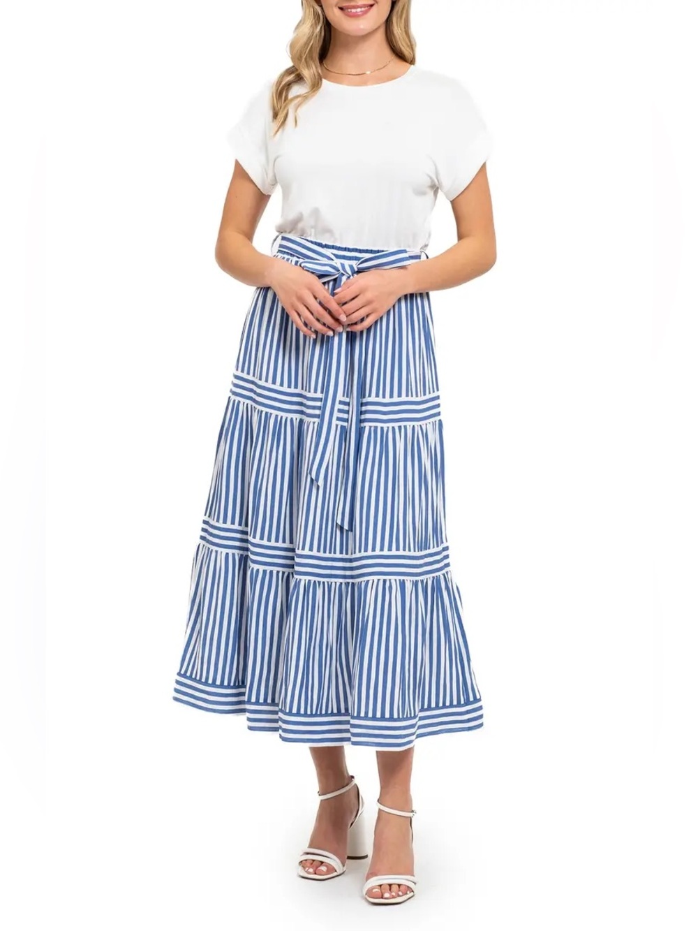 August Sky Tiered Midi Dress
